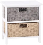 AdTrend Comoda lemn alb poliester maro gri 40 x 29 x 41 cm (102027) Comoda