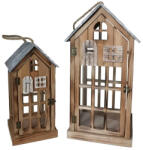 AdTrend Set 2 felinare lemn maro gri 20 x 19 x 40, 28, 5 x 26 x 54 cm (118991)