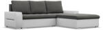 Greensite Toronto sarokkanapé, 2 ágyneműtartóval, bársony + műbőr, jobboldali, szürke - fehér - primbutor