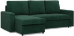Greensite Zeus sarokkanapé, 2 ágyneműtartóval, egyenes kartámasz, kordbársony, univerzális oldal, bonell töltet, zöld - primbutor