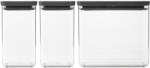 Brabantia tárolóedény készlet, 3db-os, 2x1, 6L/1x3, 5L, halmozható, légmentesen záró fedő, sötétszürke (230707)