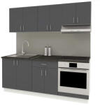  Benita konyhabútor szett V14, 200 cm - Antracit-Fehér