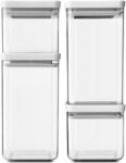 Brabantia tárolóedény készlet, 4db-os, 2x1, 6L/2x0, 7L, halmozható, légmentesen záró fedő, világosszürke (122569)