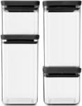 Brabantia tárolóedény készlet, 4db-os, 2x1, 6L/2x0, 7L, halmozható, légmentesen záró fedő, sötétszürke (122422)