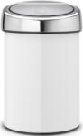 Brabantia Touch Bin nyomófedeles szemetes, 3L, acél fehér test, rozsdamentes fényes fedő (364488)