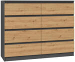 GreenSite M8 120 fiókos szekrény, antracit-tölgy