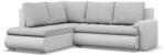 Greensite Tokio sarokkanapé, L alakú háttámlával, 2 ágyneműtartóval, fonott + műbőr, baloldali, szürke - fehér - primbutor