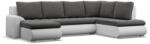 Greensite Tokio U sarokkanapé, 3 ágyneműtartóval, bársony + műbőr, jobboldali, szürke - fehér - primbutor