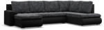 Greensite Tokio U sarokkanapé, 3 ágyneműtartóval, fonott + műbőr, jobboldali, szürke - fekete