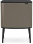 Brabantia Bo Touch Bin nyomófedeles szelektív kuka, 11+23L, acél, platinaszürke (316142)
