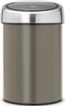 Brabantia Touch Bin nyomófedeles szemetes, 3L, acél platinaszürke test, rozsdamentes selyem fedő (364464)