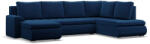 Greensite Tokio U sarokkanapé, 3 ágyneműtartóval, bársony, jobboldali, kék - primbutor