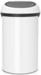 Brabantia Touch Bin nyomófedeles szemetes, 60L, fehér acél test, fehér fedő (108686)
