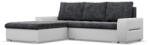 Greensite Toronto sarokkanapé, 2 ágyneműtartóval, fonott + műbőr, baloldali, sötétszürke - fehér