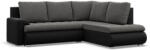 Greensite Tokio sarokkanapé, L alakú háttámlával, 2 ágyneműtartóval, bársony + műbőr, jobboldali, szürke - fekete