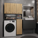 GreenSite MIX Marpol fürdőszoba szekrény, 96x180x30 cm, antracit-tölgy