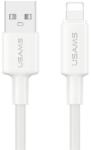 USAMS U90 adatkábel (USB - lightning, 2.4A, gyorstöltő, 100cm) FEHÉR Apple IPAD (3rd Generation), iPhone SE 2 (2020), iPhone 12 mini (SJ762USB01)