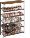 VASAGLE cipőtartó állvány, 6 szintes, 28x75x114 cm, barna-fekete (LBS044KD01)