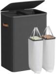 SONGMICS szennyeskosár 2 rekesszel, 170 l, 56 x 40 x 75 cm, fekete (LCB813B01)