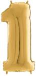  Héliumos fólia lufi, 1-es szám, 65 cm, arany (02965) Lufi