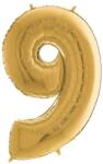  Héliumos fólia lufi, 9-es szám, 65 cm, arany (02976)