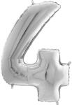  Héliumos fólia lufi, 4-es szám, 65 cm, ezüst (03010)