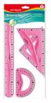 Keyroad Vonalzókészlet, 30 cm, flexibilis vonalzó, szögmérő, 45° és 60° háromszög vonalzók 4 db/bliszter vegyes színek (KEYROAD_38551) (KEYROAD_38551)