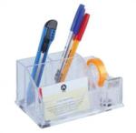 BLUERING Írószertartó 4 rekeszes, 150x95x75mm, ragszalag tépővel műanyag, BlueringR víztiszta (BLUERING_3839114) (BLUERING_3839114)
