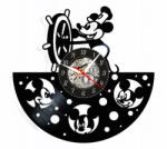  Ceas de perete din disc de vinil, Model Disney Mickey Mouse, Negru, 30 cm