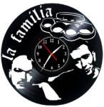  Ceas de Perete Decorativ "La Familia - Hip-Hop Legend", din Disc Vinil Reciclat, Negru, Mecanism Silențios (Sweep), 30 cm