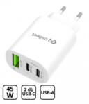 Cellect Hálózati gyorstöltő adapter 45W, Fehér (MTCB-PD45W-W) (MTCB-PD45W-W)