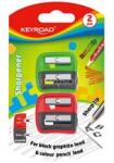 Keyroad Hegyező, 2 lyukú, 2 db/bliszter, Dou-Power, vegyes színek (KEYROAD_54327) (KEYROAD_54327)