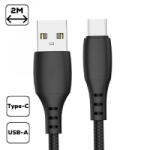 Cellect USB-A - USB-C szövet borítású adatkábel 2m fekete (MDCU-TEXT-TYPEC2-BK) (MDCU-TEXT-TYPEC2-BK)