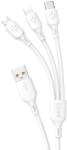 Dudao Cablu de date Dudao L8A 3 in 1, USB la USB-C/Lightning/Micro-USB, 6A, 1.2m, Alb (6973687244606)