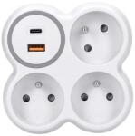 Solight P106C-PD20 - 3x 16A elosztó + USB A+C 20W gyorstöltő P106C-PD20 (SL1744)