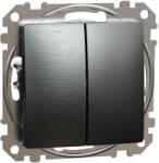 Schneider Electric SDD172108U kettős váltóérintkezős kapcsoló (106+6), szálcsiszolt titánium burkolattal, rugós bekötés, kerét nélkül, süllyesztett, 10A 250V IP20 (Sedna Design / Elements) (SDD172108U)