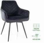 SIGNAL MEBLE Servio Velvet Fekete Bársony Étkezőszék Automata Visszatérés Funkcióval (SIG-SERVIOVCC)