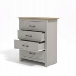 Galano Komód 4 fiókos Modern Szürke Asztallap Szín Fa 79x95x39 cm (B0CWQ85V1P)