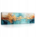 Wallarena Vászonkép Absztrakt Kék Arany Nappali Hálószoba Nagy Vászon 145x45 (Obraz Abstrakcja Nowoczesny PP14731O3)