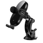 USAMS autós tartó (műszerfalra, tapadókorongos, automata, 15W, wireless, 4.7-6.5" méret) FEKETE (CD131ZJ01) (CD131ZJ01)