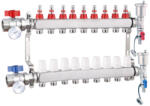 LEDNET Fűtési osztó-gyűjtő 9 körös rozsdamentes acél, áramlásmérős fűtési elosztó padlófűtés számára (OSZTO_GYUJTO_SS_9KOR_ARAMLASM)
