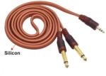  Cablu audio 3.5 mm Jack stereo tata la 2x6.35 mm Jack mono tata cablu plat silicon 1.5m contacte aurite (028-057)