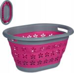 Relaxdays Szabadonálló szennyestartó kosár Relaxdays 22l szürke rózsaszín összecsukható (10047227)