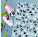  Körömmatrica - F660 falevél fekete-fehér