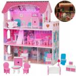 Mibbi Woopy LED-es fa babaház XL - 3 szintes babaház 8 bútorral (DAB2W380)