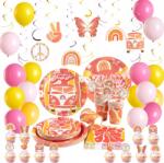  Boho Szivárvány Szülinapi Dekoráció Szett Lufik Tányérok Gyerekeknek