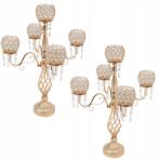  2 db 5 ágú kristály gyertyatartó asztaldísz (Crystal Candle Holder)