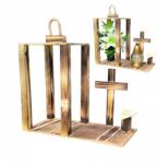  Fa lampion sír temető mécsestartó nád napbarnított