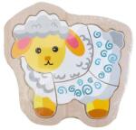  Fa kirakós játék bárány, 4 darabos, 14x14cm okosjáték, készségfejlesztő