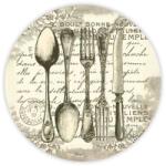  Nyomtatott fa tábla koszorú közép - Vintage evőeszköz 14, 8cm